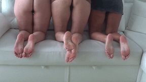 Game 3 pairs of bare feet while we are on our knees aFJ