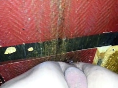 Bare back fuck at glory hole with cum eating