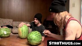 Str8Thugs.com - Three horny twinks engage in a shared jack off session with a messy f