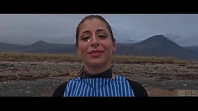 Beautiful Italian babe Silvia Soprano dominated roughly on the beach in Norway in a cinematic adventure, with hard slapping, spitting, and kinky play