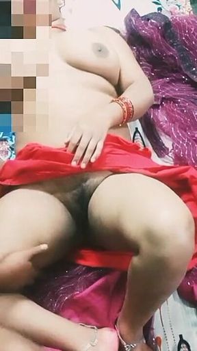 Beautiful Indian Bhabhi in Red Colour Saree.