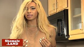 Alluring black tranny spreading ass closeup