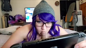 BustyRoxxy - Busty Roxxy's Gamer Girl Glamour: Warm Cock in Mouth While Playing Nintendo