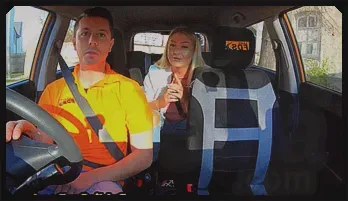 Seductive Driving Lesson with Blonde Babe in Public