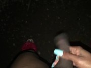 Midnight Exhibitionist, walk jerk and cum (TS PublicPrincess)