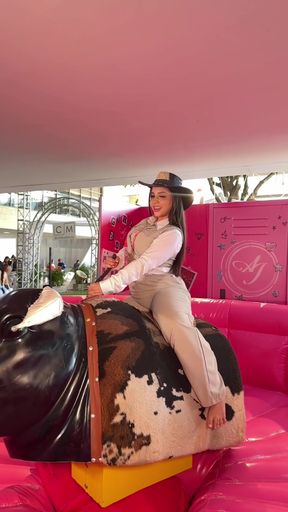 Woman on mechanical bull