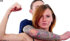 male dominates female in wrestling