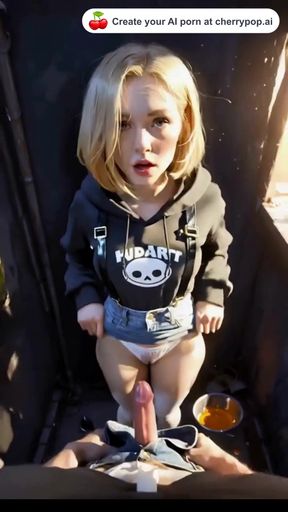 Girl in jean shorts sitting on toilet