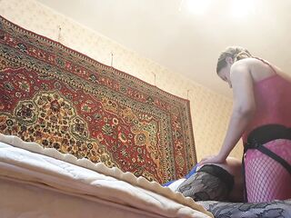 Amateur Russian gorgeous sweetheart Anastasia Headmistress pegging her sub