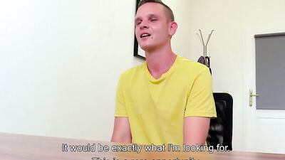 Gay casting couch candidate gets naked and fucked by a horny agent