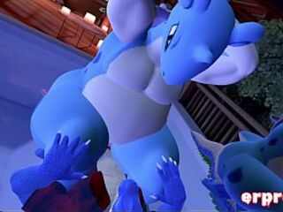 Erpleasure in VR Chat: Cajun Feral Gator Breeds a Thick Anthro Lapra