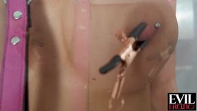 Intense BDSM Encounter: Pink-Haired Submissive in Fishnets Takes on Rough Play