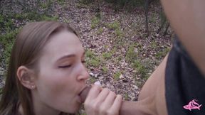 Hot nymphomaniac gives the best sucking to huge shaft under the trees.