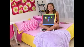 JESSE JORDEN Cute Petite 18 YO Huge Cock POV Blowjob and Cum Facial - Her First Scene!!