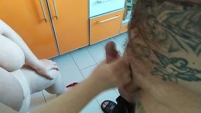 Milf BBW sucks my cock and gets a mouthful of cum 4
