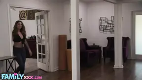 Slutty stepmommy Crystal rides cock in black panties