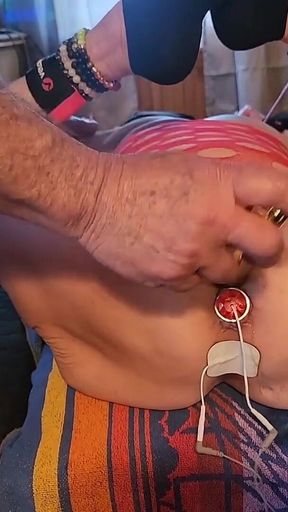 Estim in Ass Vibed and Throat Fucked Finish in Her Ass