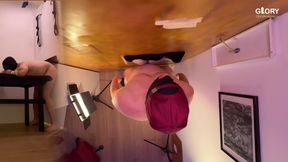 Horny sweet boy lets herself be fucked naked &amp; deep at the Czech gloryhole with XL cock - bareback creampie on the fuck buck
