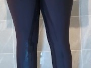 Girlfriend Pees In Her Gym Pants In Bathroom Wetting Yoga Pants