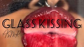 Red Lipgloss Glass Kissing ASMR