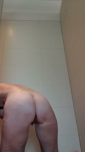 Squirt Queen in a luxury camping shower   Clip 1