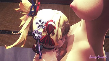 Genshin Impact Hentai Futanari - Yoimiya Blowjob with cum in her mouth to Ayaka Futanari - Japanese Asian Manga anime game porn animation