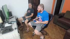 Carmona and Her Father Playing Video Games Naked