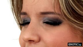 Blonde Spreads Wide with Speculum Then Double Dildos