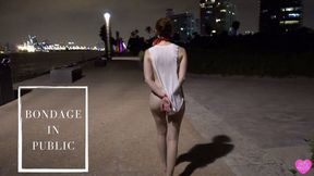 Light bondage and a revealing cutout dress in public
