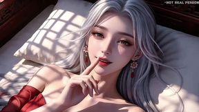 the third episode of the  white-haired beauty  series is here! absolutely sure to make you lose control and get extremely aroused ai-generated