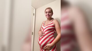 Pregnant Red Head Strokes her Belly!