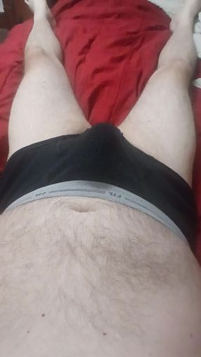 Cumming in black FTL briefs