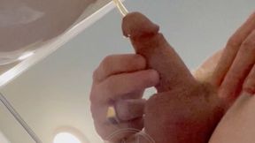 Amateur redhead guy pissing in public urinal filmed from below