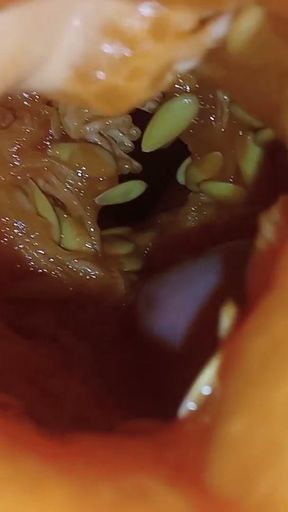Cum into melon   Clip 1