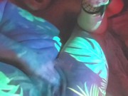 Gooned androgynous slut squirts all over themselves