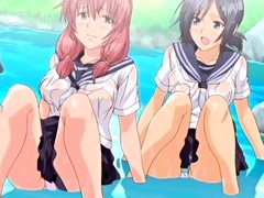 Dick riding and sucking with busty hentai girl