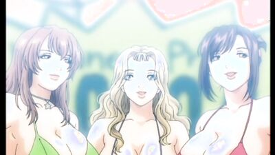 Naughty teen with huge tits takes on a competition to see who can cum the biggest in this Japanese cartoon porn