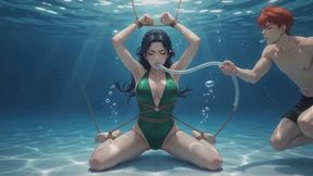 Underwater Fetish Stories #16B: Bound Breath at the Pool Floor (Animated)