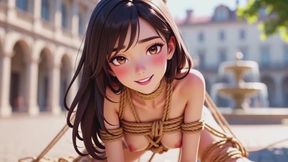 Public Plaza Bondage - Naked Woman Suffering Humiliation