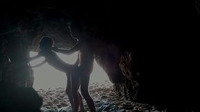 Beach babe takes a big cock in hidden cave
