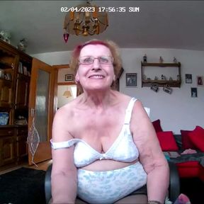 Granny in underwear and stockings