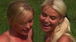 two stunning busty blondes have outdoor lesbian sex (silvia saint love pussy)