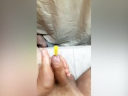 A man masturbates with a homemade toy 8 mm thick in the urethra