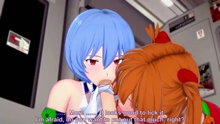 Asuka and Rei give a blojob in POV | Neon Genesis Evangelion 3D Hentai Parody