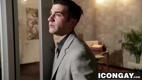 Billy  pulls his boss pants down and sucks on his big dick