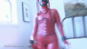 Bound Orgasms in Red Rubber Catsuit 1 480p mp4