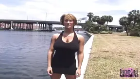 Huge-Titted Mindy Stuns Tampa Crowd with Her Naked Body