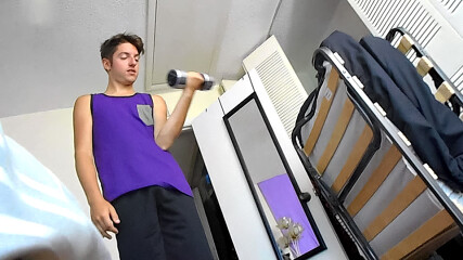 Tormented by Giant Twink for Interrupting His Workout
