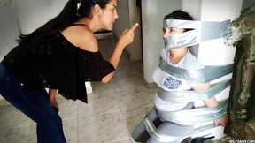 Gagged Stepsister Katherine Taped to Pillar (HD 720p)
