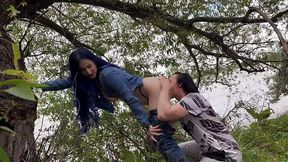 Public forest fuck with a hot stranger and her big tits